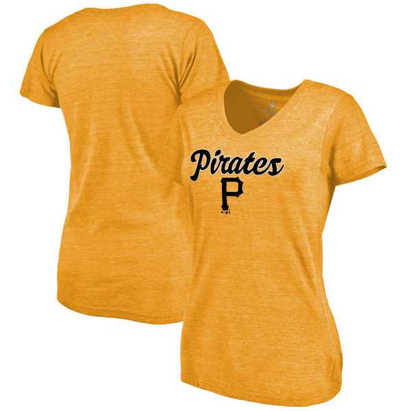 Women's Pittsburgh Pirates Freehand V Neck Slim Fit Tri Blend T-Shirt Gold FengYun,We sell and wholesale Women's Pittsburgh Pirates Freehand V Neck Slim Fit Tri Blend T-Shirt Gold FengYun on line form chian!